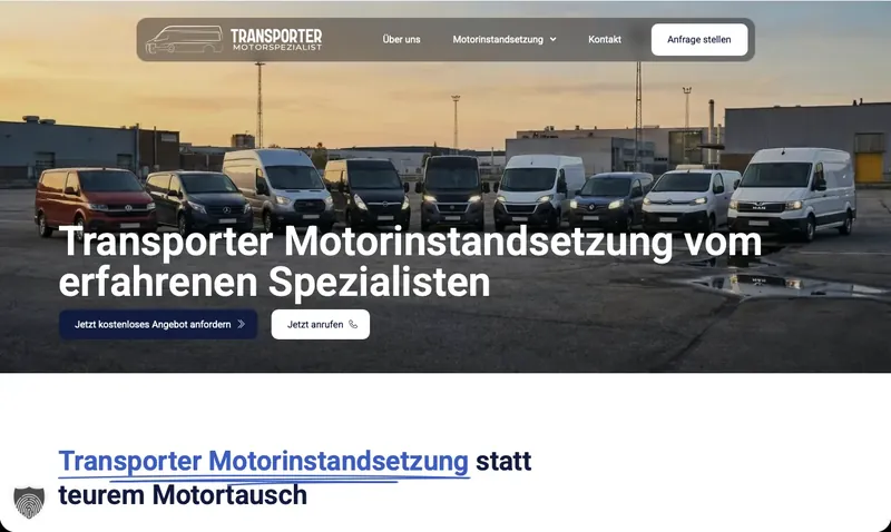 Website von Transporter Motorspezialist